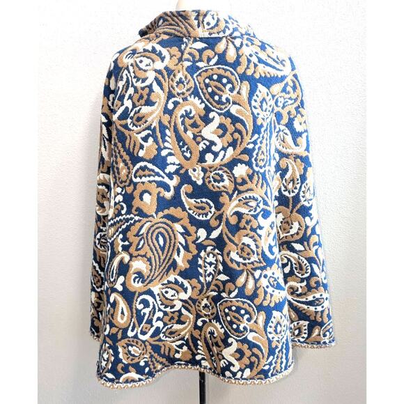 Vintage Handmade Reversible Baroque Tapestry Paisley Tie Neck Poncho One Size - Picture 4 of 4
